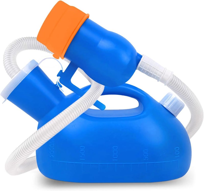 OOCOME Portable Urinals for Men Spill Proof, Upgrade Male Urinal Bottle Spill Proof for Seniors, Bedside Urinal with Soft Funnel & Long Hose, for Hospital Wheelchair Bedridden Car and Travel Use - Image 1